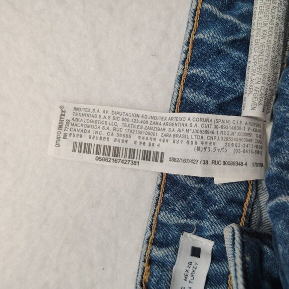 Zara Mom Jeans High-Rise Straight Distressed Ripped Sz 6 - Picture 8 of 12